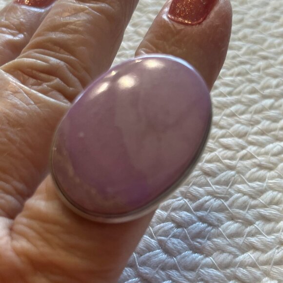 Gorgeous PURPLE LEPIDOLITE Handmade Sterling Ring Size 10.5 #946D - Picture 3 of 3